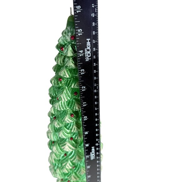 Metallic Green Christmas Tree Candle Vintage Holiday Decor Retro Holiday Decor - Picture 10 of 16